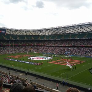 a large stadium filled with lots of people